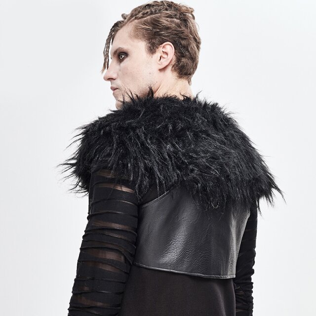 LARP leather waistcoat Beowulf with fur details