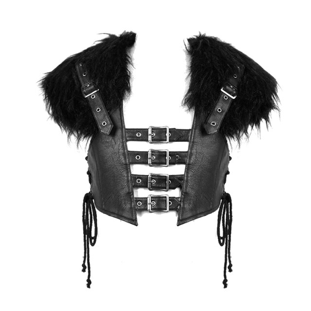 LARP leather waistcoat Beowulf with fur details