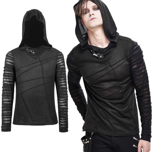 Lightweight Devil Fashion long sleeve shirt (TT158) with hood and diagonal darts for a trashy gothic look