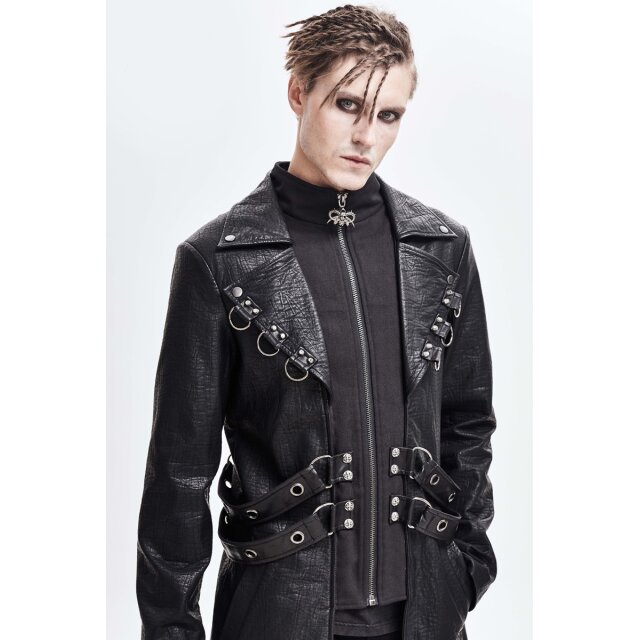 Gothic-Ledermantel Gotham mit Riemen S