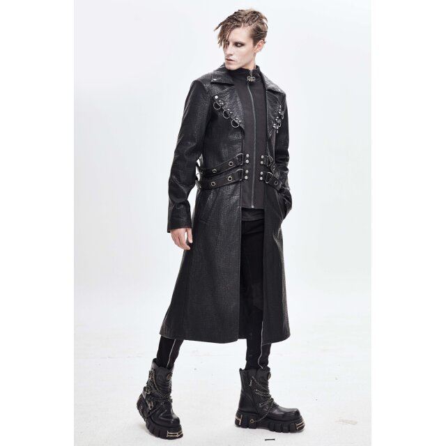 Gothic-Ledermantel Gotham mit Riemen S