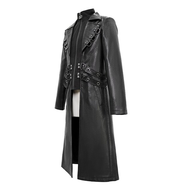 Gothic-Ledermantel Gotham mit Riemen S