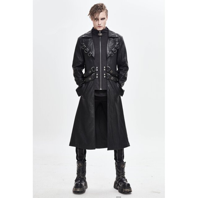 Gothic-Ledermantel Gotham mit Riemen S