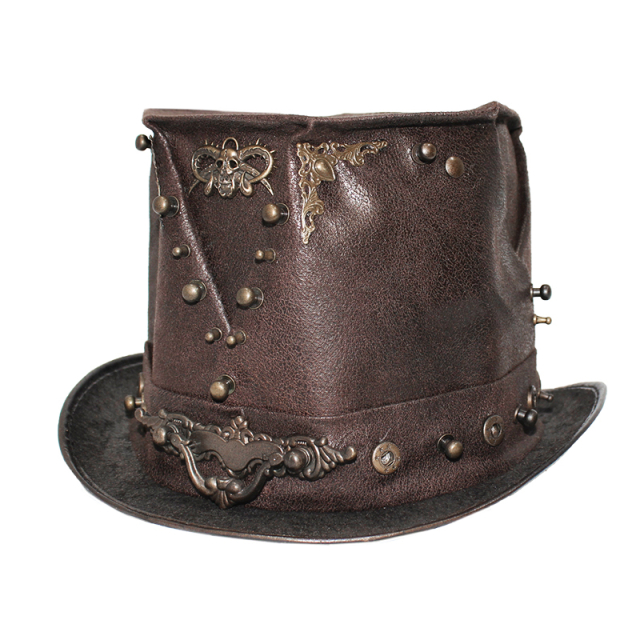 Black-brown steampunk top hat