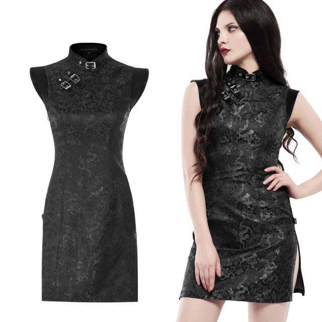 PUNK RAVE Minikleid (WQ-482BK) mit asiatischem Charme aus...