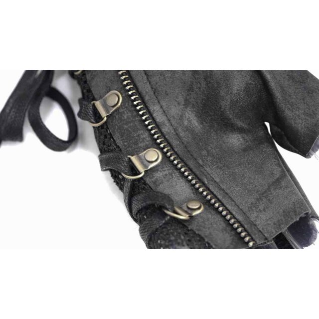 Used-Look End Time half gloves made of imitation leather