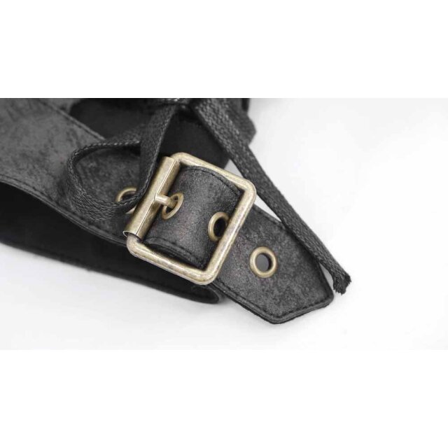 Used-Look End Time half gloves made of imitation leather