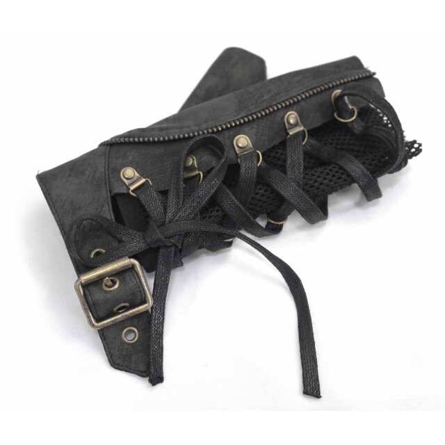 Used-Look End Time half gloves made of imitation leather