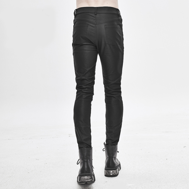 Skinny Cyber-Goth-Jeans Platinum mit Lack-Print M