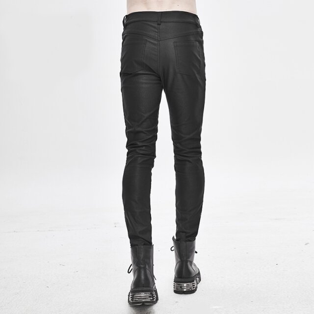 Skinny Cyber-Goth-Jeans Platinum mit Lack-Print XL