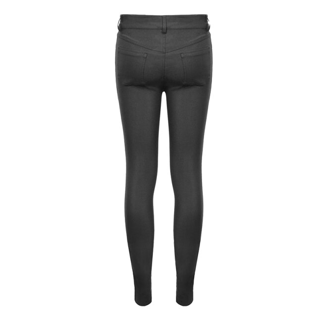 Skinny Cyber-Goth-Jeans Platinum mit Lack-Print XL