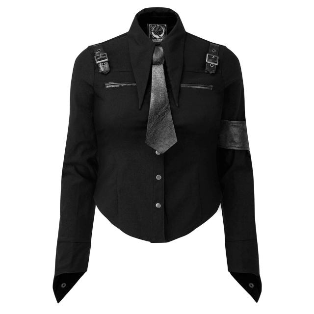 KILLSTAR Secret Mission Uniform Bluse in schwarz oder khaki schwarz 4XL
