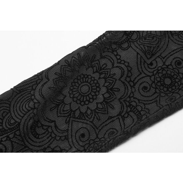 Punk Rave Lange Gothic-Handschuhe aus beflocktem Mesh