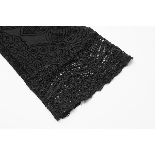 Punk Rave Lange Gothic-Handschuhe aus beflocktem Mesh