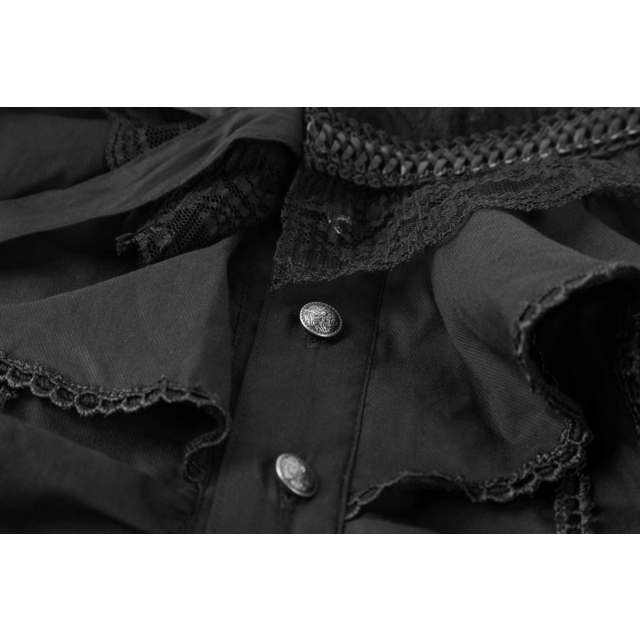 Black ruffles aristocrat shirt by Punk Rave - size: XL