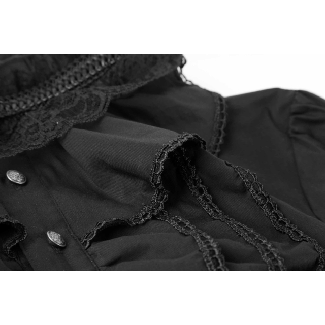 Black ruffles aristocrat shirt by Punk Rave - size: XXL