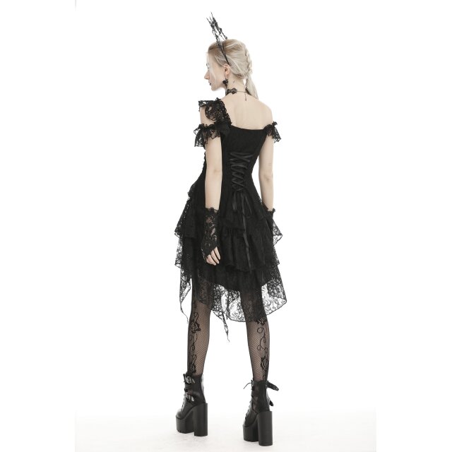 Asymmetrisches Spitzenkleid Charlotte in schwarz oder creme schwarz S