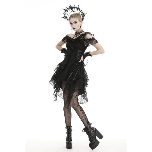Asymmetrisches Spitzenkleid Charlotte in schwarz oder creme schwarz S