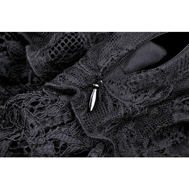 Asymmetrisches Spitzenkleid Charlotte in schwarz oder creme schwarz L