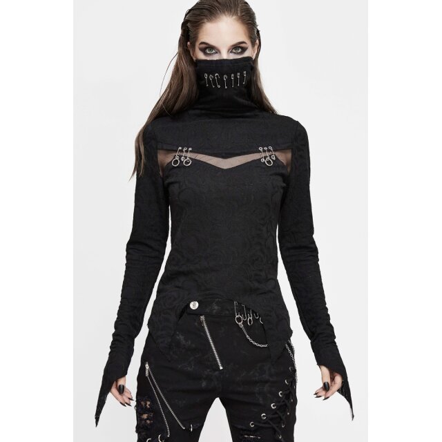 Langarm-Shirt Shadow mit hoher Rollkragen-Maske L