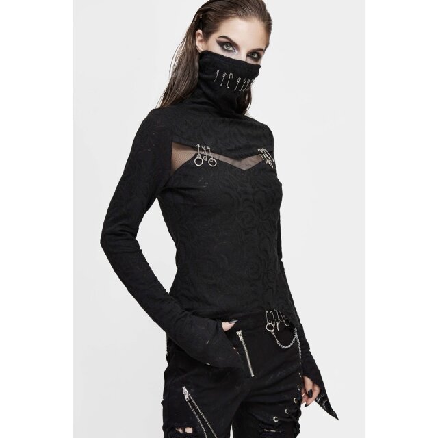Langarm-Shirt Shadow mit hoher Rollkragen-Maske L