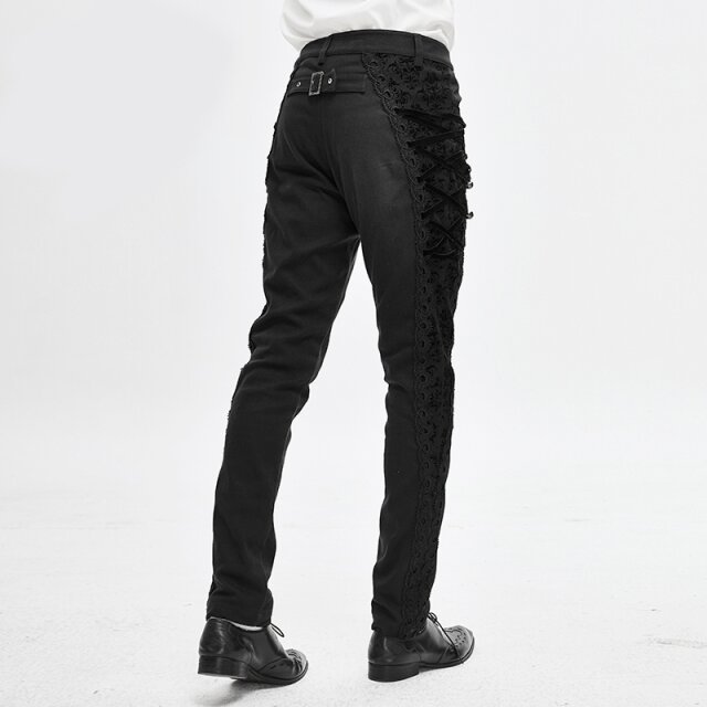 Gothic-Stretchjeans Conventus mit Brokateinsatz und Schnürung XXL