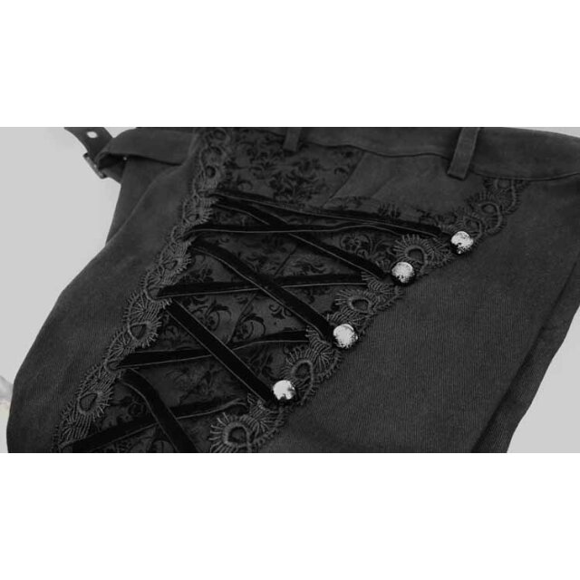 Gothic-Stretchjeans Conventus mit Brokateinsatz und Schnürung 3XL