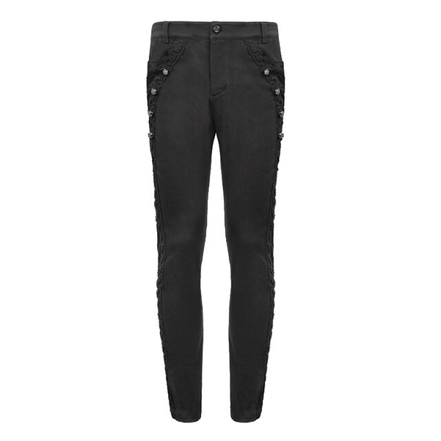 Gothic-Stretchjeans Conventus mit Brokateinsatz und Schnürung 3XL