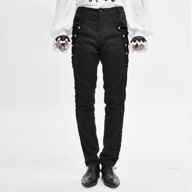 Gothic-Stretchjeans Conventus mit Brokateinsatz und Schnürung 3XL