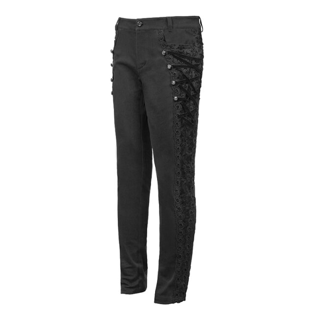 Gothic-Stretchjeans Conventus mit Brokateinsatz und Schnürung 3XL