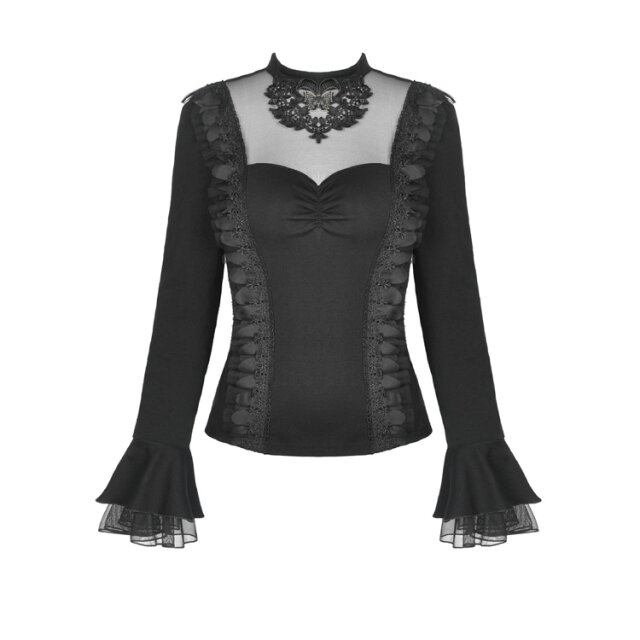 Gothic-Langarm-Shirt Chignon mit Spitze S/M