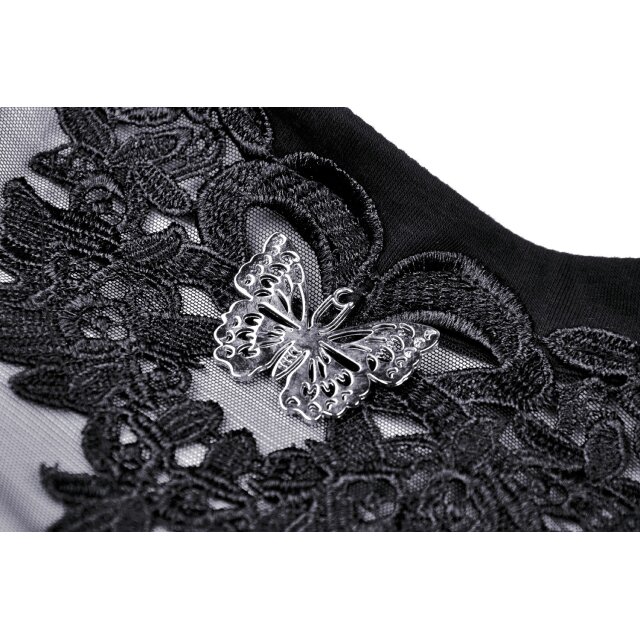 Gothic Long Sleeve Shirt Chignon with Lace