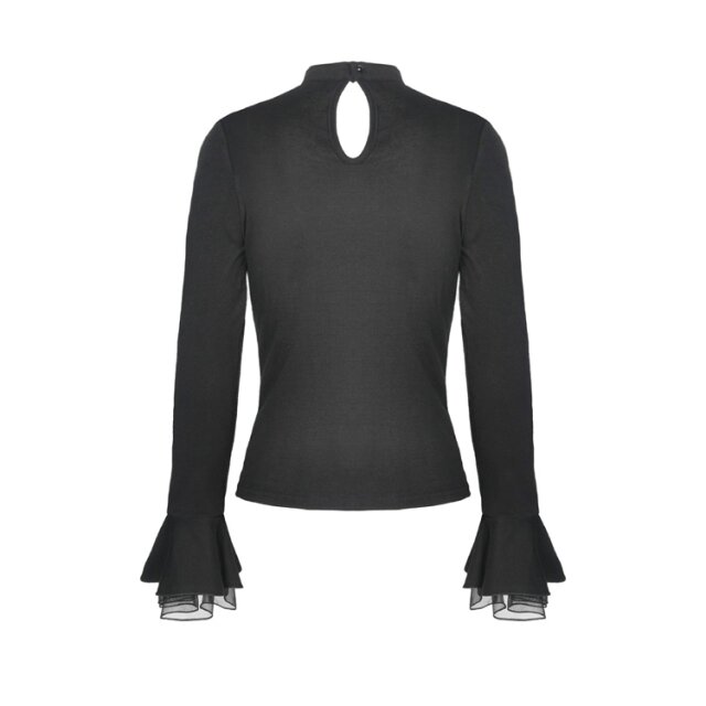 Gothic Long Sleeve Shirt Chignon with Lace
