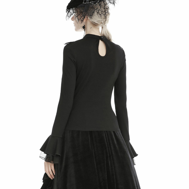 Gothic Long Sleeve Shirt Chignon with Lace