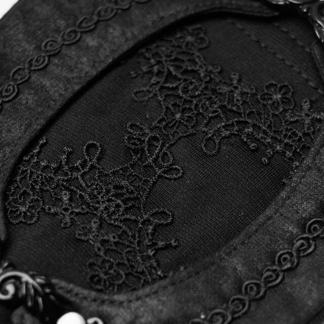 PUNK RAVE Gothic-Armstulpen mit Kunstlederbesatz und Spitze in zwei Farbvarianten schwarz XS-M