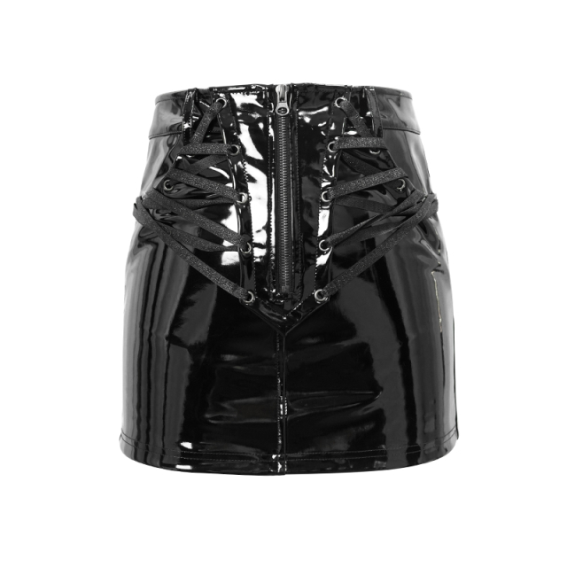 Black PVC Mini Skirt Infernia