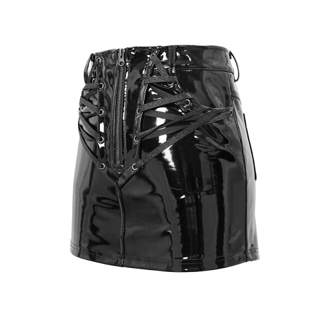 Black PVC Mini Skirt Infernia