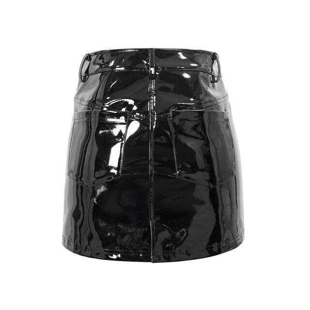 Black PVC Mini Skirt Infernia