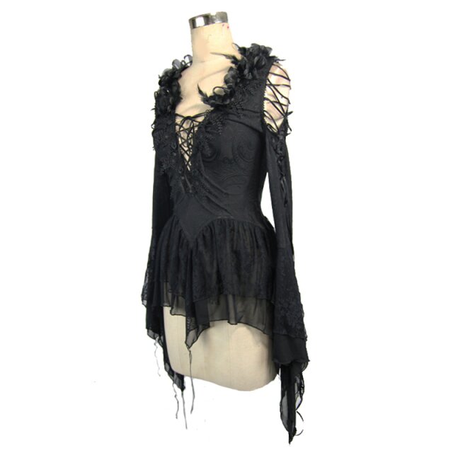 Gothic long sleeve shirt Sad Doll with peplum