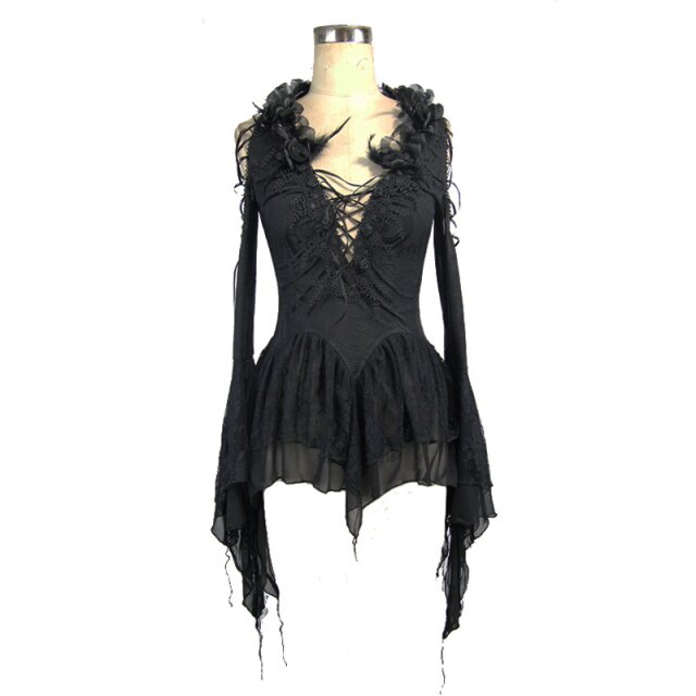 Gothic long sleeve shirt Sad Doll with peplum