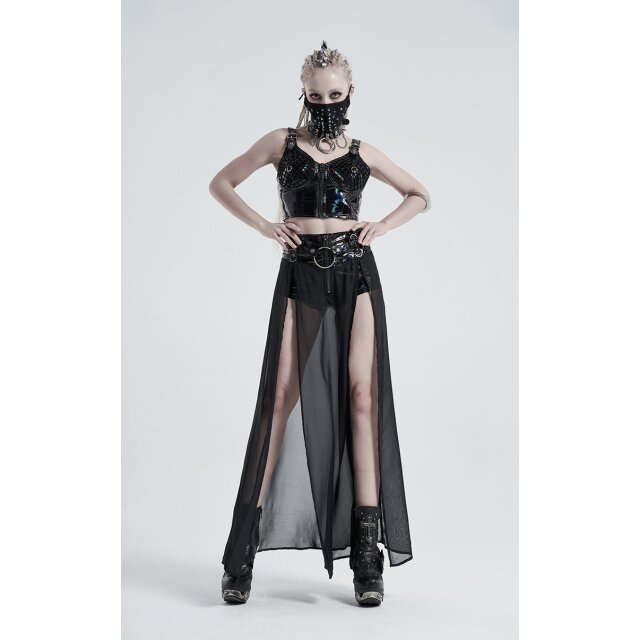 Lack-Hotpant Insane mit langem Chiffon-Rock XXL