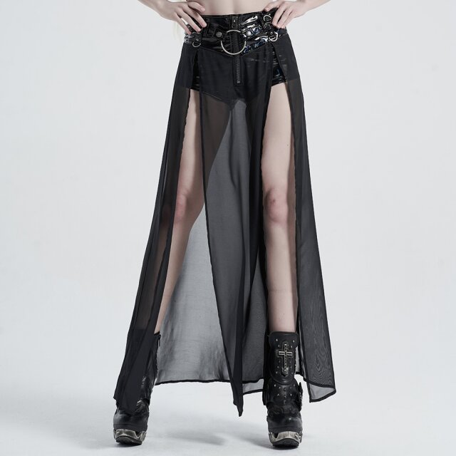 Lack-Hotpant Insane mit langem Chiffon-Rock XXL