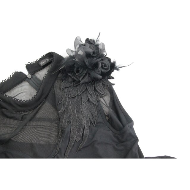 Single Sleeve Gothic Shirt Luna with Mesh and Lace Ornaments