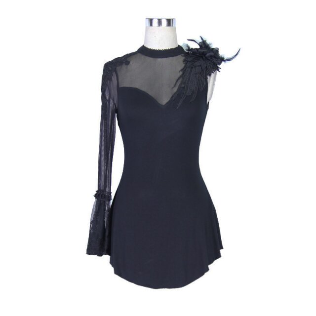 Single Sleeve Gothic Shirt Luna with Mesh and Lace Ornaments