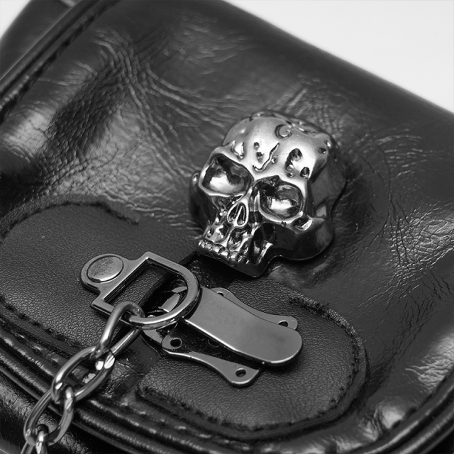 PUNK RAVE Faux Leather Mini Shoulder Bag with Skull
