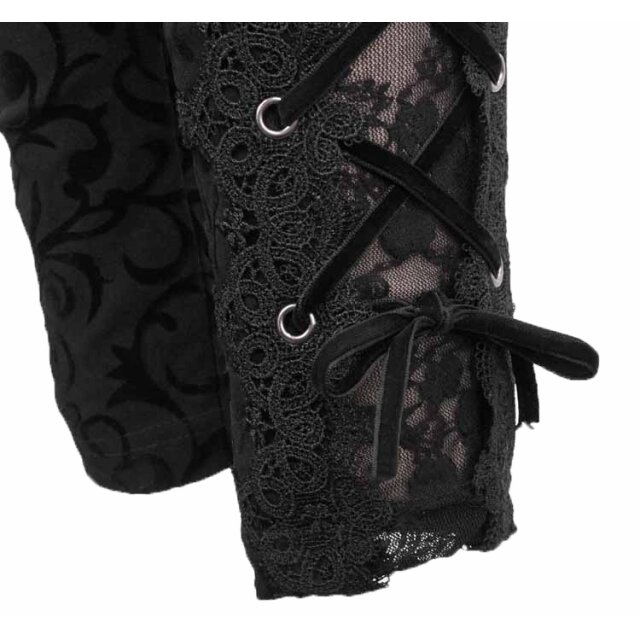 Stretch-Hose Black Rain mit Ornament-Flock, Spitze und Schnürung XL