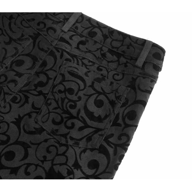 Stretch-Hose Black Rain mit Ornament-Flock, Spitze und Schnürung XL