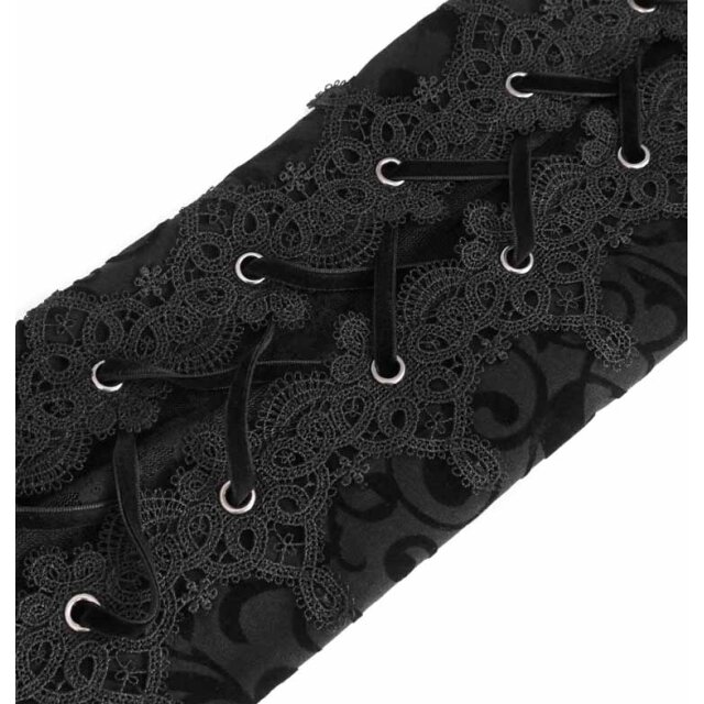 Stretch-Hose Black Rain mit Ornament-Flock, Spitze und Schnürung XXL