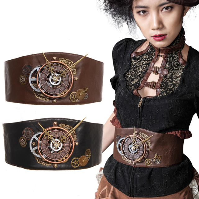 RQ-BL Steampunk leather belt in black or brown (SP072)...