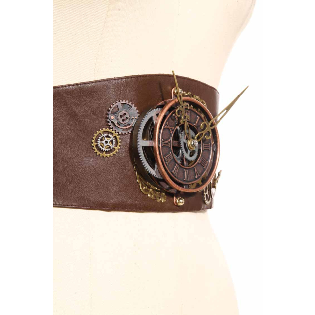 Steampunk Belt Zeitmaschine in brown or black with clockwork  brown